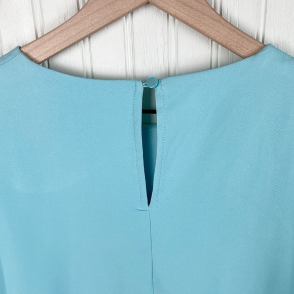 TCEC Turquoise Blue Drop Waist Ruffle Hem Sleeveless Mini Dress Size Large - Picture 9 of 10